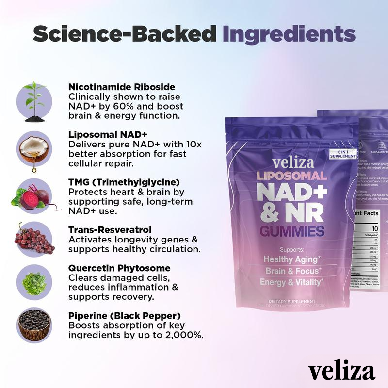 Veliza Liposomal NAD+ & NR Gummies
